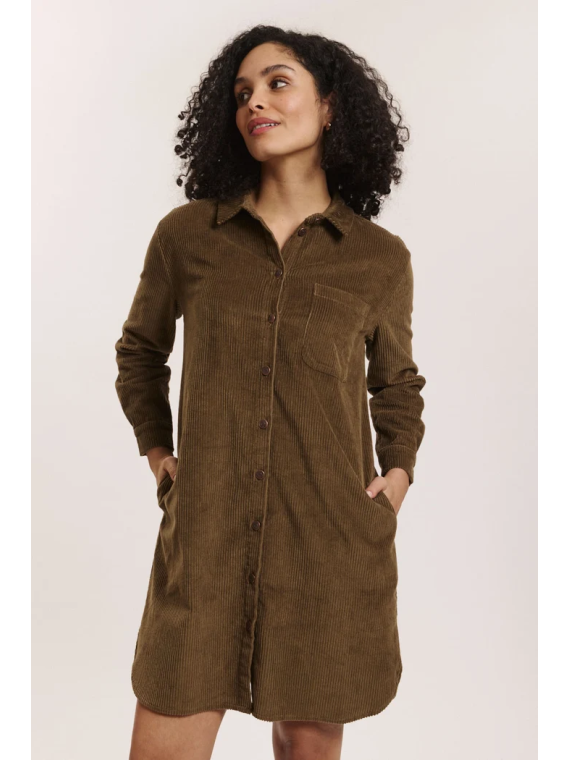 Robe en Velours Côtelé 100% Coton BIO Taupe- Tranquillo