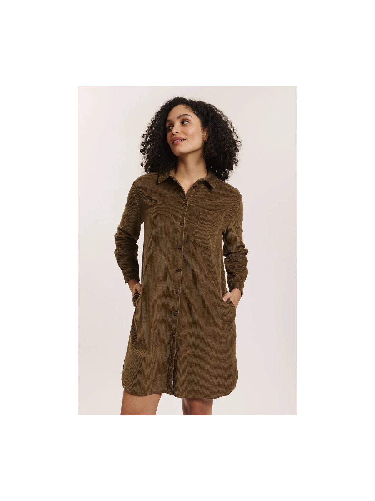 Robe en Velours Côtelé 100% Coton BIO Taupe- Tranquillo