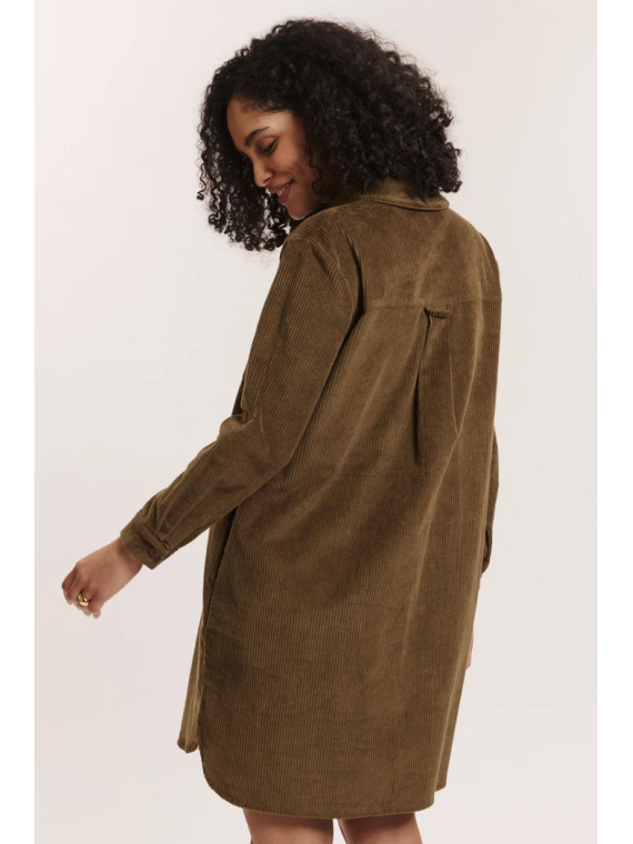 Robe en Velours Côtelé 100% Coton BIO Taupe- Tranquillo