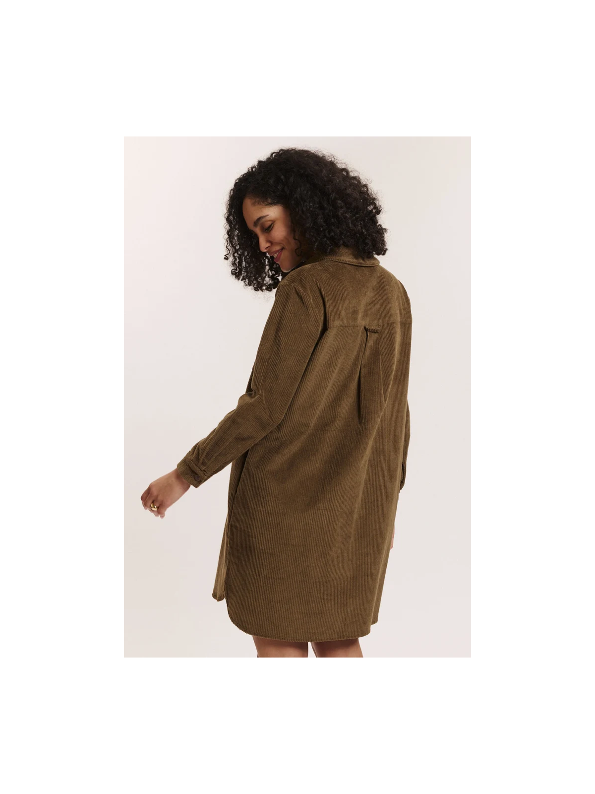 Robe en Velours Côtelé 100% Coton BIO Taupe- Tranquillo