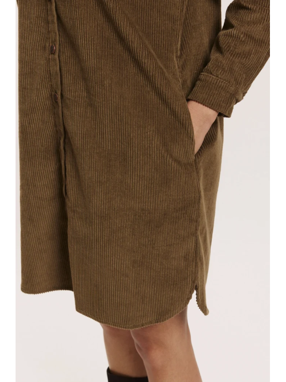 Robe en Velours Côtelé 100% Coton BIO Taupe- Tranquillo