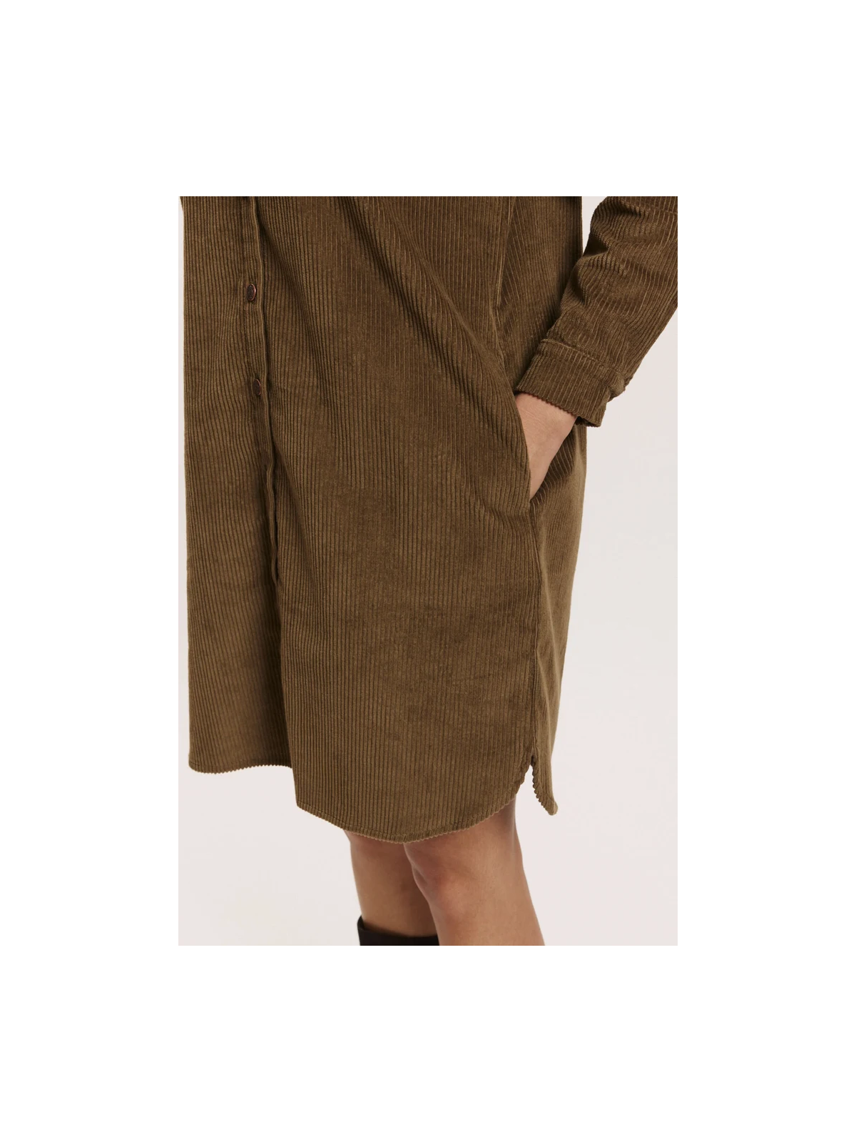 Robe en Velours Côtelé 100% Coton BIO Taupe- Tranquillo