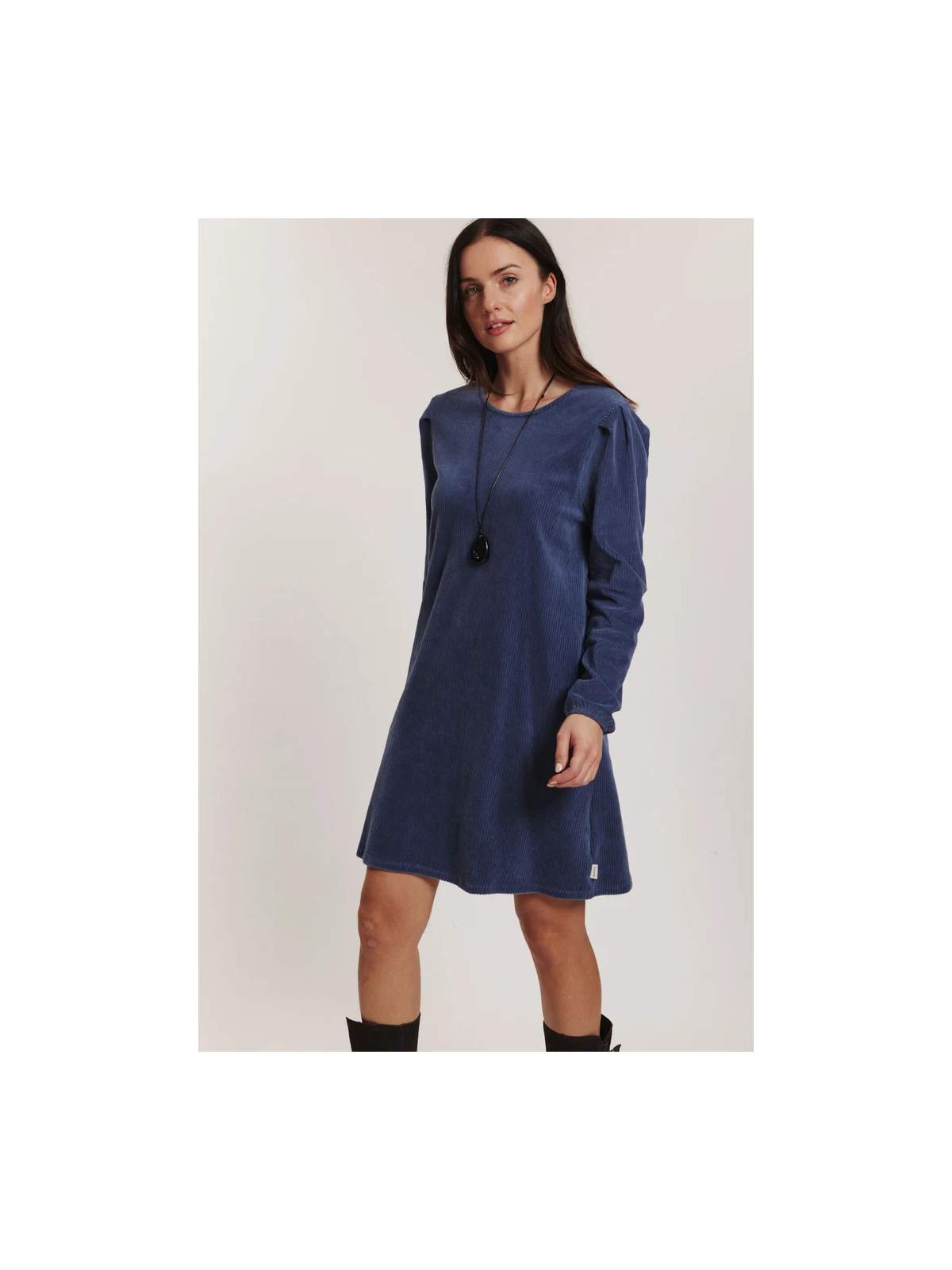 Robe en Velours Côtelé 100% Coton BIO Taupe- Tranquillo