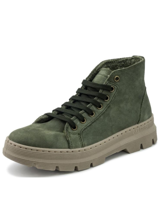 Chaussures Montantes Fourrées Laine Couleur Vert Forêt - Naturalworld