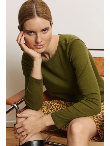 Tee-shirt Manches Longues Femme en Laine et Coton Bio- Tranquillo