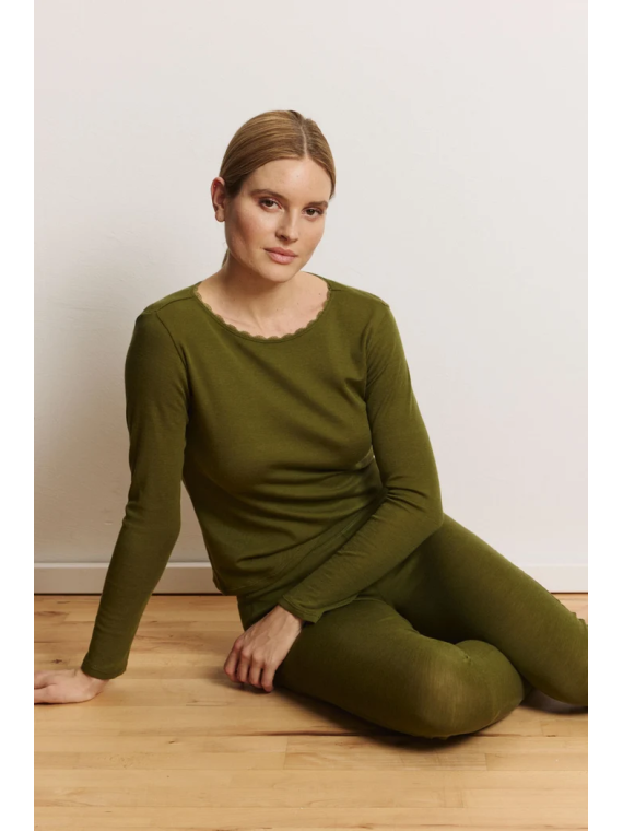 Tee-shirt Manches Longues Femme en Laine et Coton Bio- Tranquillo