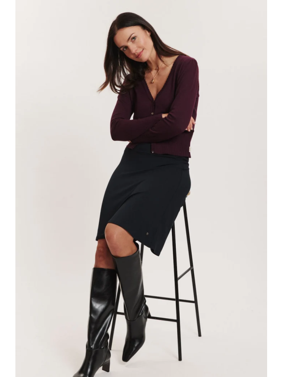 Jupe mi-longue pour Femme en Ecovéro noir uni- Tranquillo