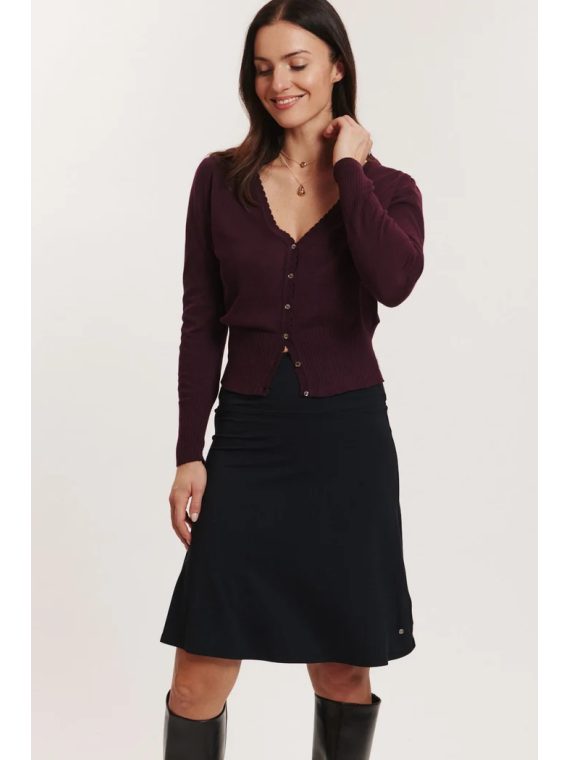 Jupe mi-longue pour Femme en Ecovéro noir uni- Tranquillo