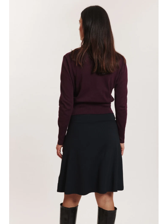 Jupe mi-longue pour Femme en Ecovéro noir uni- Tranquillo