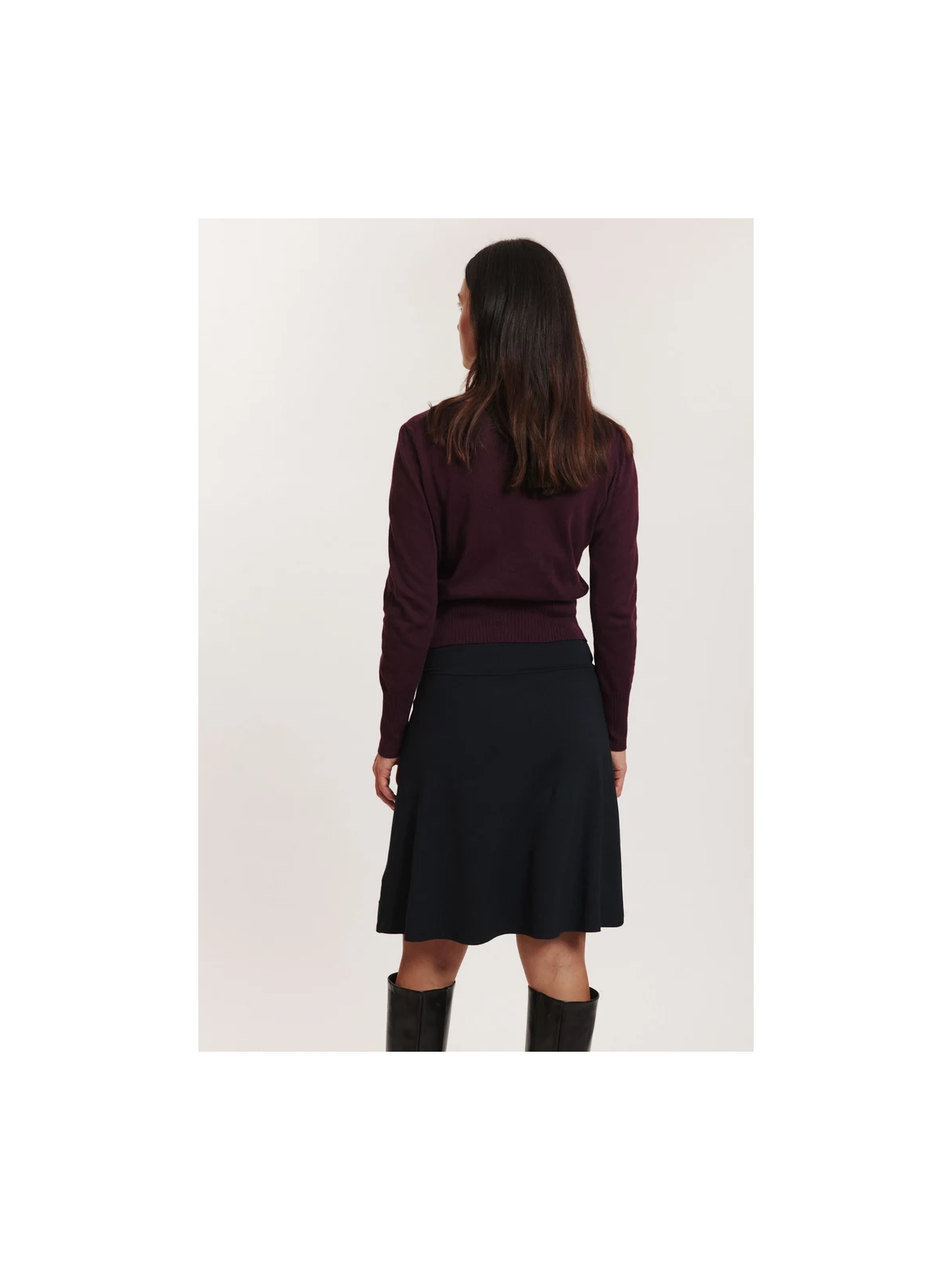 Jupe mi-longue pour Femme en Ecovéro noir uni- Tranquillo
