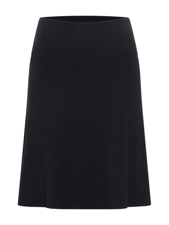 Jupe mi-longue pour Femme en Ecovéro noir uni- Tranquillo