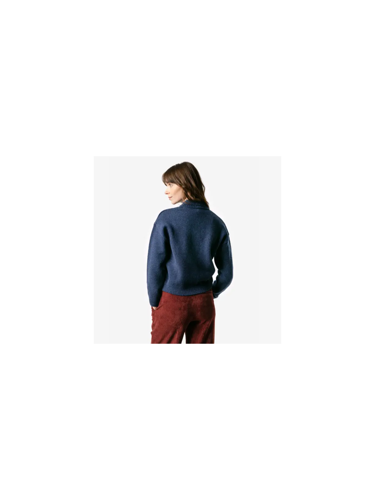Cardigan pour Femme en 100% Laine Couleur Vert foncé- Livingcrafts