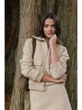 Veste en laine bouillie couleur sable