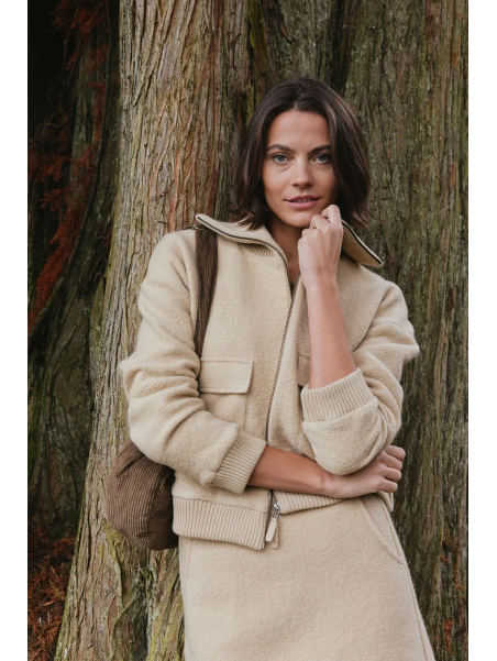 Veste en laine bouillie couleur sable