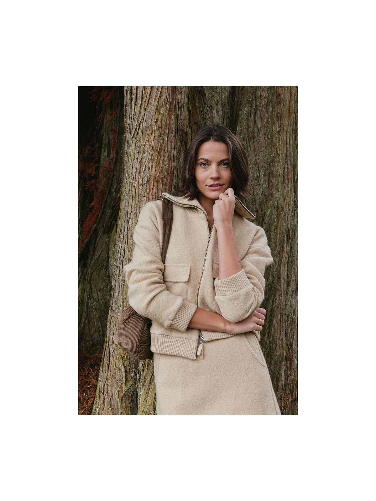 Veste en laine bouillie couleur sable