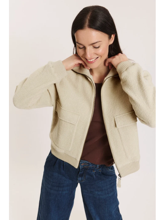 Veste en laine bouillie couleur sable