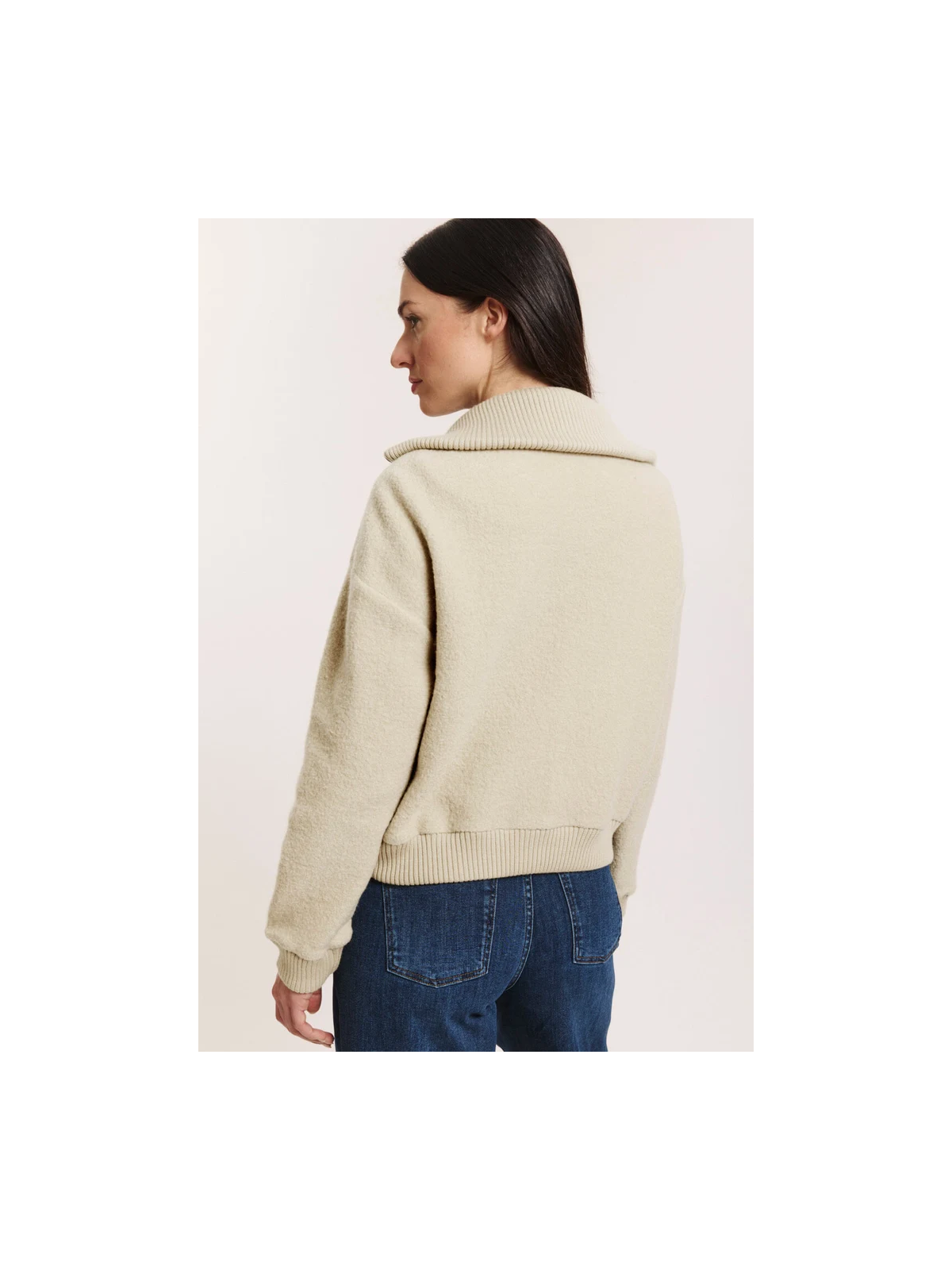 Veste en laine bouillie couleur sable