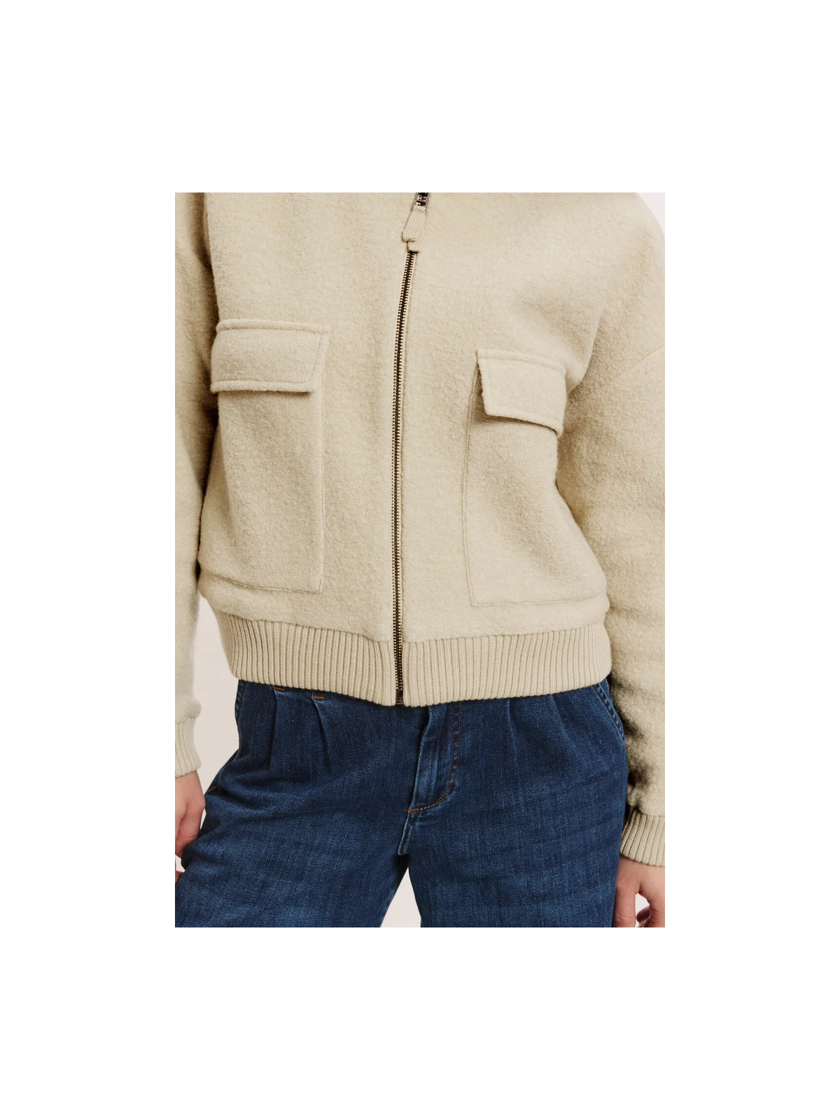 Veste en laine bouillie couleur sable