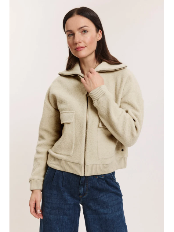 Veste en laine bouillie couleur sable