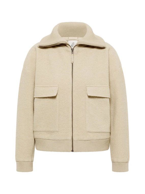 Veste en laine bouillie couleur sable