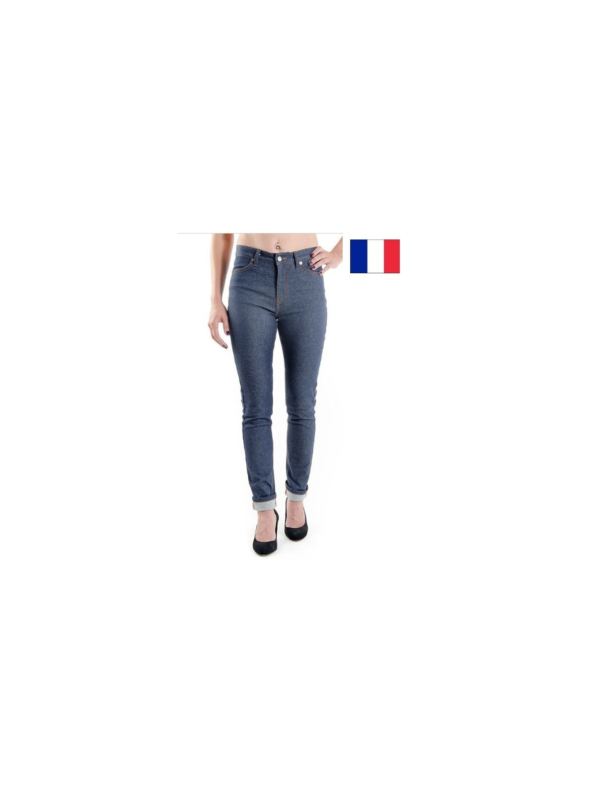 Jeans 1083 coton bio fuselé taille haute femme