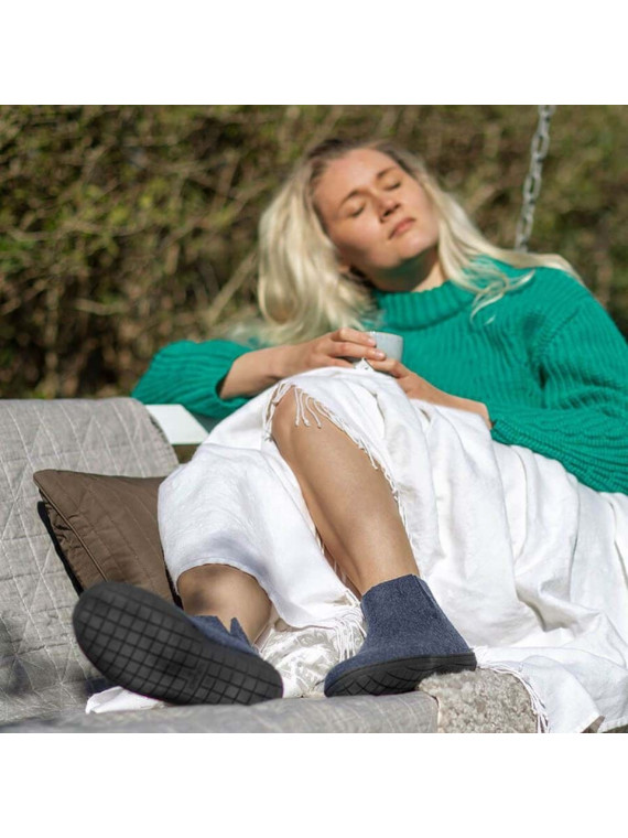 bottines adultes laine bleu denim