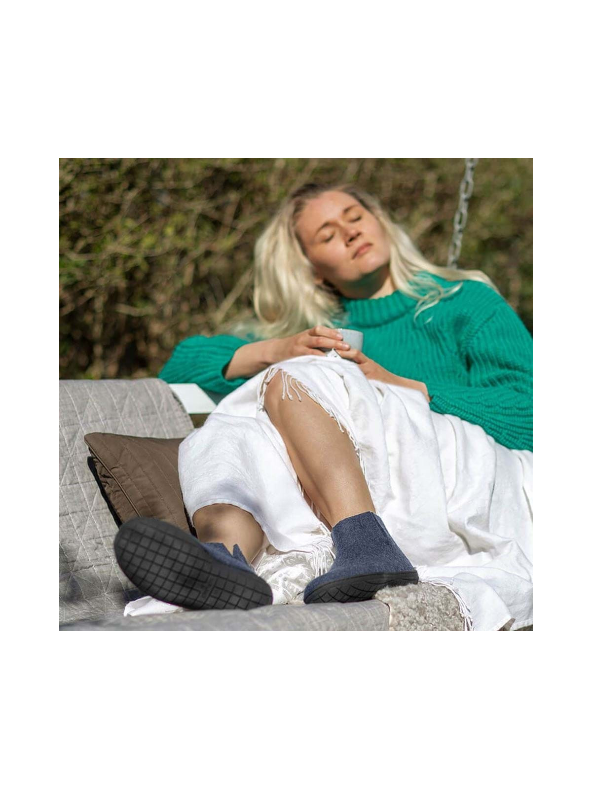 bottines adultes laine bleu denim