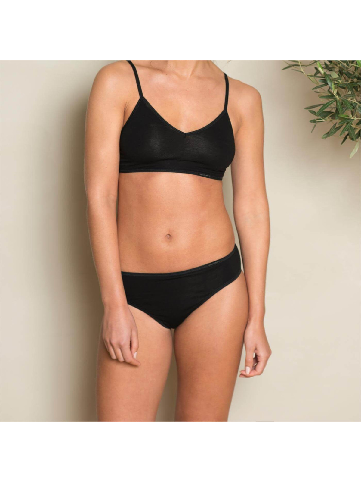 slip femme en coton bio Livingcrafts noir