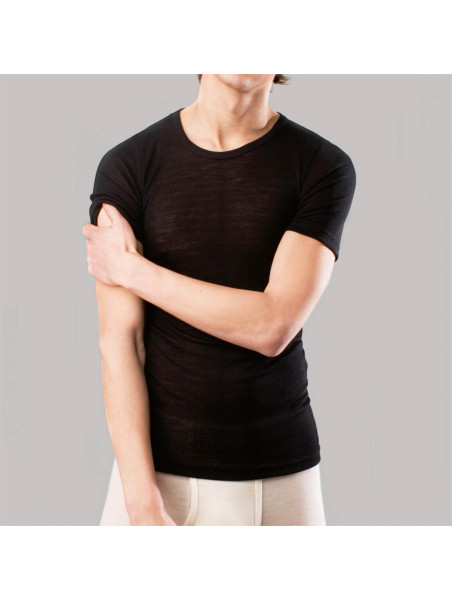 chemise manches courtes laine et soie