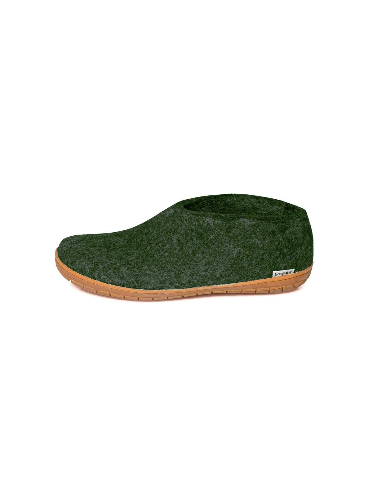 chaussons pure laine mi-montants vert foncé semelle caoutchouc
