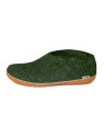 chaussons pure laine mi-montants vert foncé semelle caoutchouc