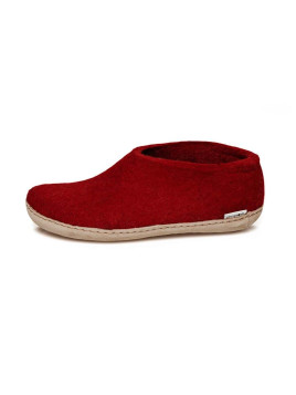 Chaussons adultes en laine, mi-montants, rouges