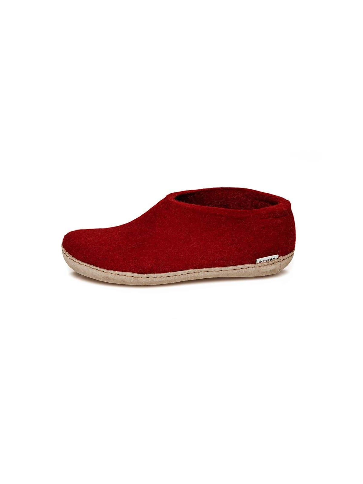 Chaussons adultes en laine, mi-montants, rouges