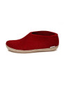 Chaussons adultes en laine, mi-montants, rouges